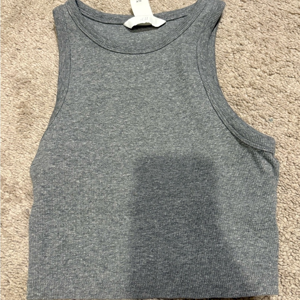 H&M Gray Ribbed Tank Top